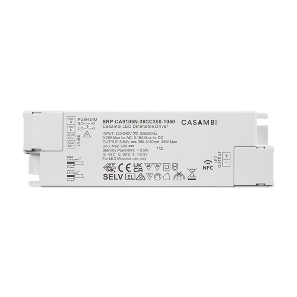 LED Driver CC Casambi 36W 6-54V 1 kênh NFC - SRP-CA9105N-36CC350-1050 slide 4