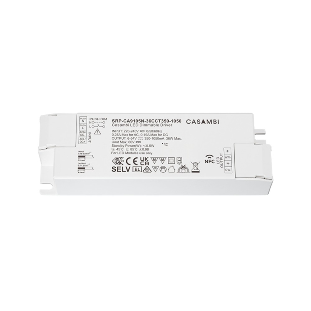 LED Driver CC Casambi 36W 6-54V 2 kênh NFC - SRP-CA9105N-36CCT350-1050 slide 2