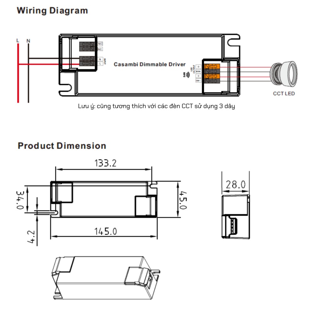 LED Driver CC Casambi 36W 6-54V 2 kênh NFC - SRP-CA9105N-36CCT350-1050 slide 4
