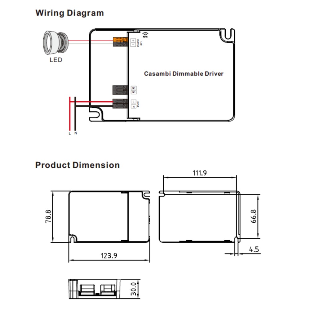 LED Driver CC Casambi 65W 6-54V 1 kênh NFC - SRP-CA9105N-65CC500-1500 slide 2