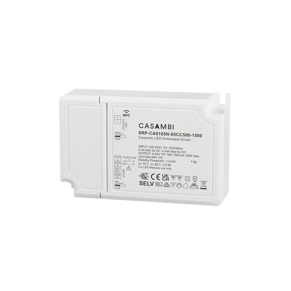 LED Driver CC Casambi 65W 6-54V 1 kênh NFC - SRP-CA9105N-65CC500-1500