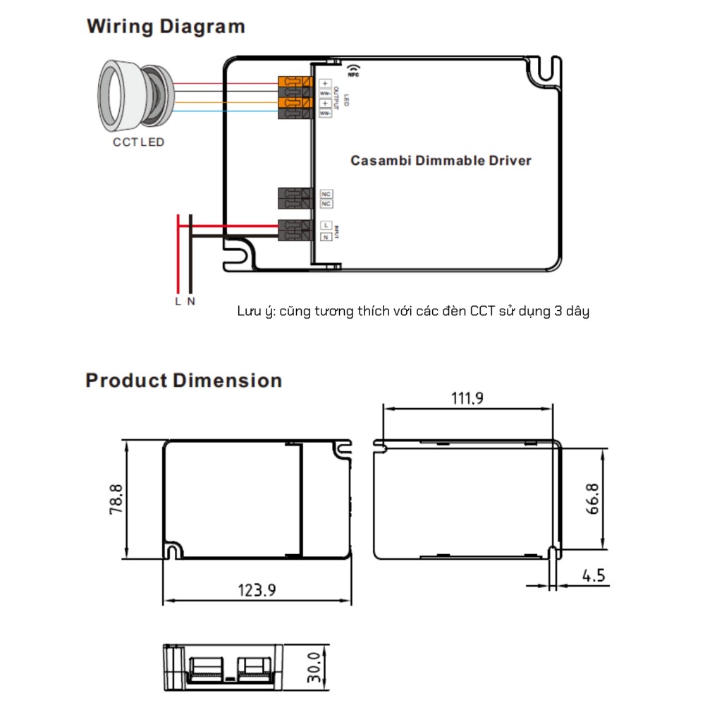 LED Driver CC Casambi 65W 6-54V 2 kênh NFC - SRP-CA9105N-65CCT500-1500 slide 3