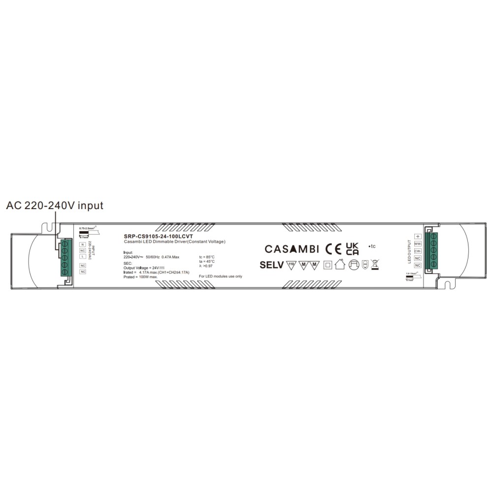 LED Driver CV Casambi 100W 24VDC 2 kênh Sunricher - SRP-CA9105-24-100LCVT slide 1
