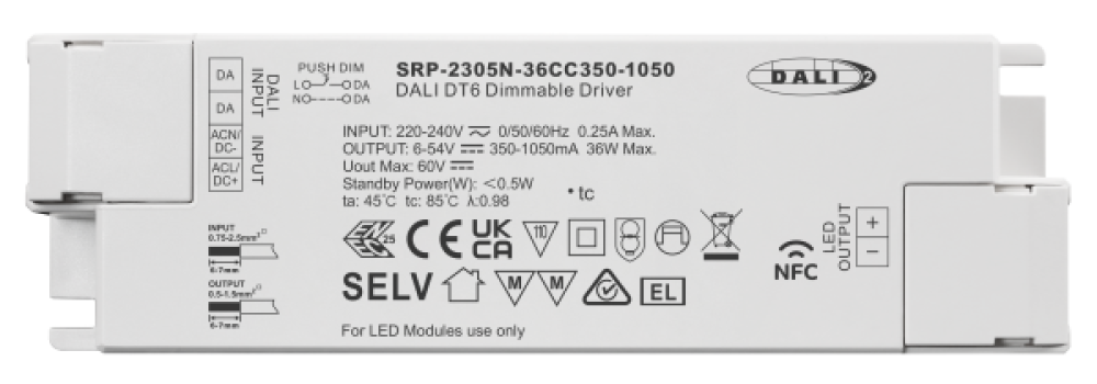 LED Driver DALI DT6  6-42V CC 1 kênh  Sunricher từ  12W đến 65W slide 4