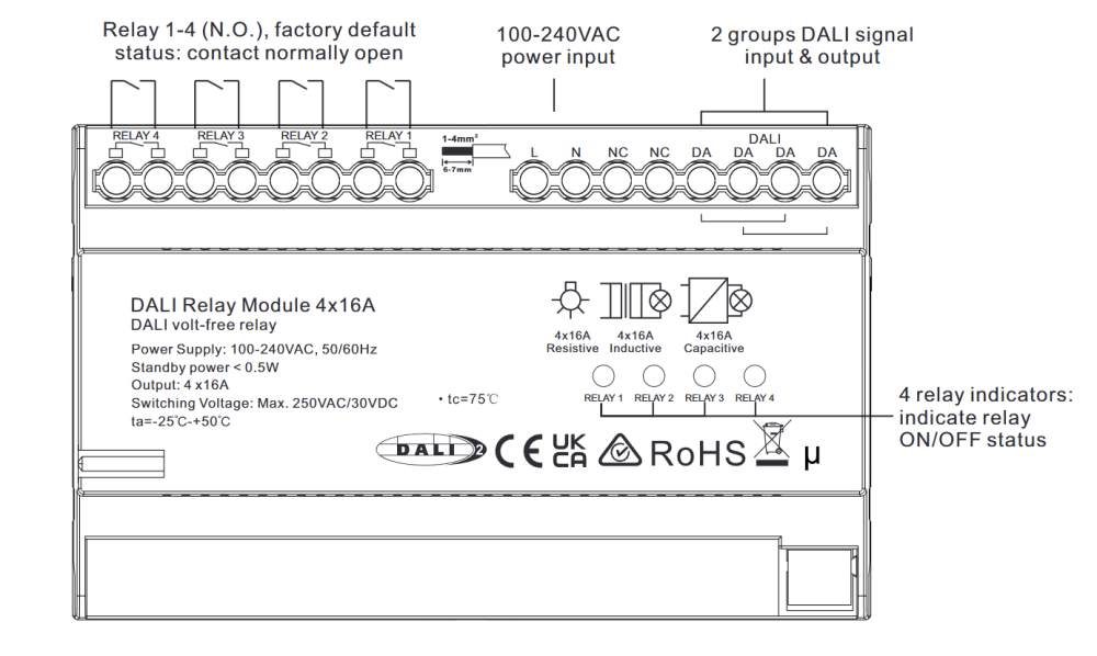 Bộ Gateway chuyển đổi DALI sang Relay 4 Kênh Sunricher  SR-DARM16-DIN4 slide 2