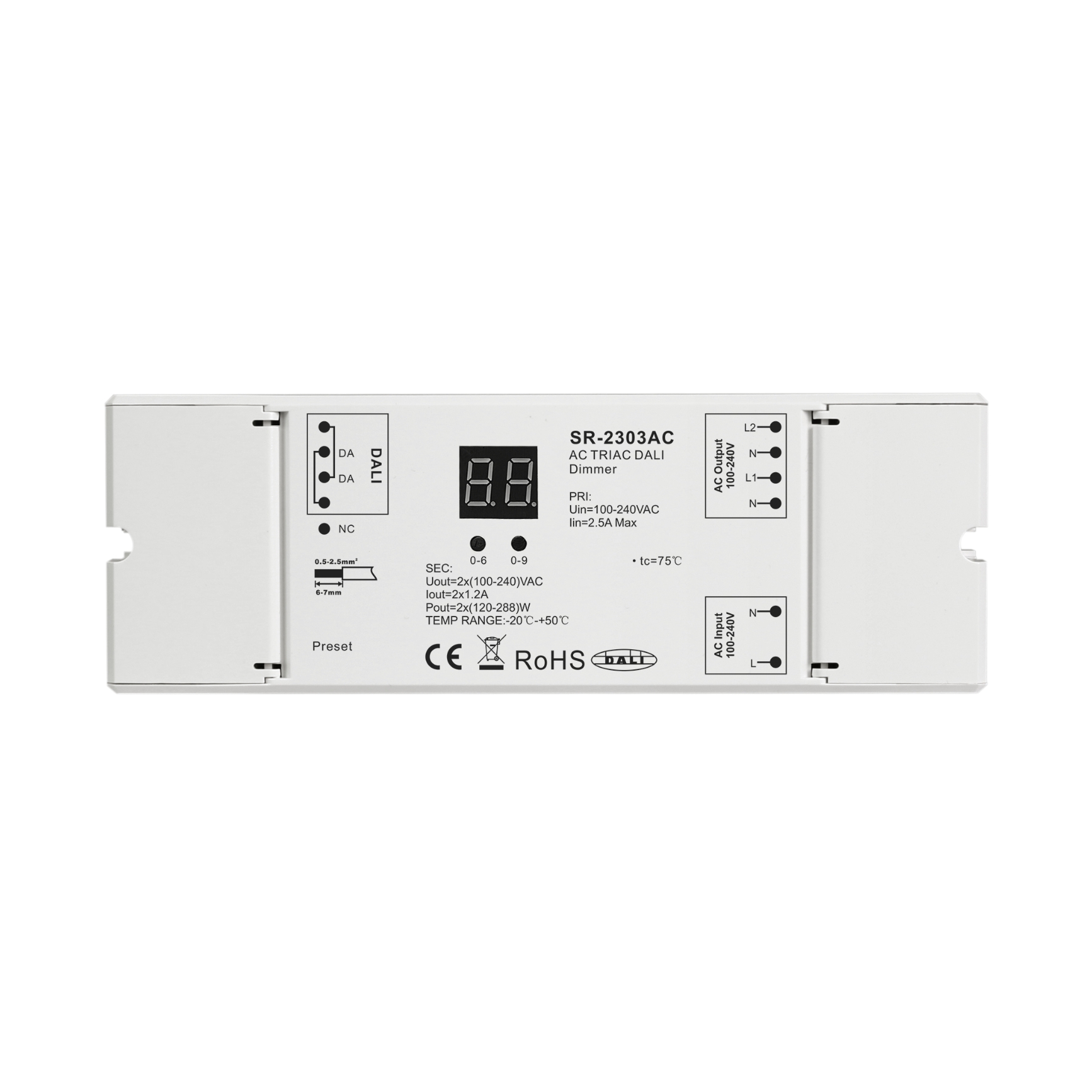 Dimmer AC triac DALI 2 kênh Sunricher - SR-2303AC