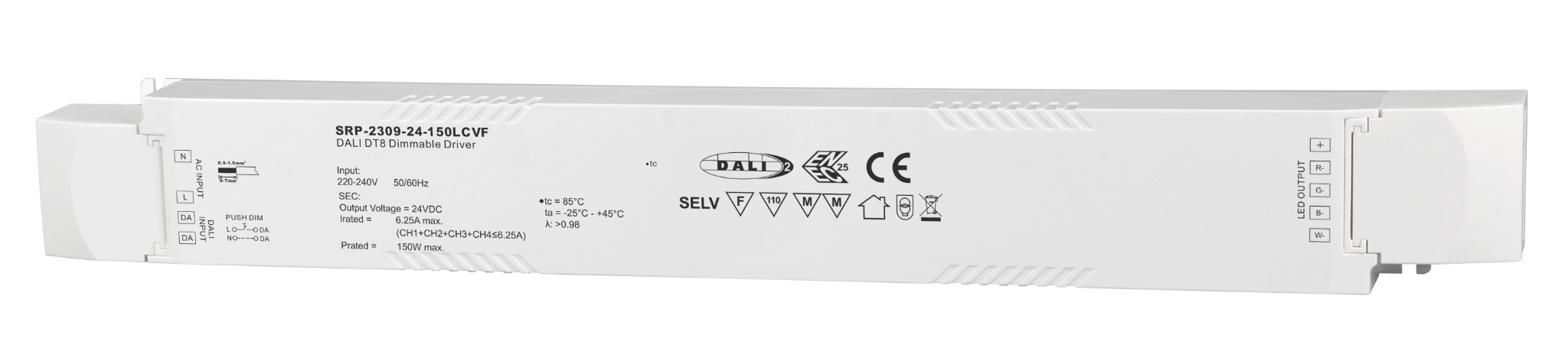 LED driver 150W 4CH 24VDC DALI DT8 Sunricher - SRP-2309-24-150LCVF