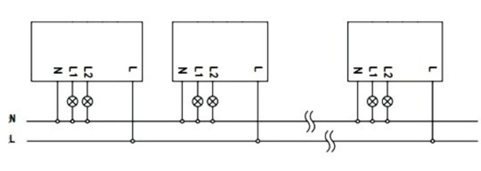 Sơ đồ đấu dây, 4 cài đặt trước + 2 rơ le VBA-SSR6