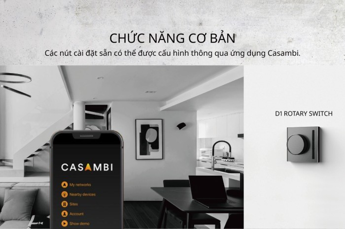 Công tắc điều khiển xoay 3 phím bấm Casambi D1 Siqitech XD1PN1L (2)