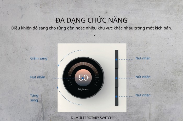 Công tắc điều khiển xoay LCD 3 phím Casambi D1 Siqitech XD1PN3L (4)