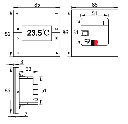 KTEX8W-M Product Size