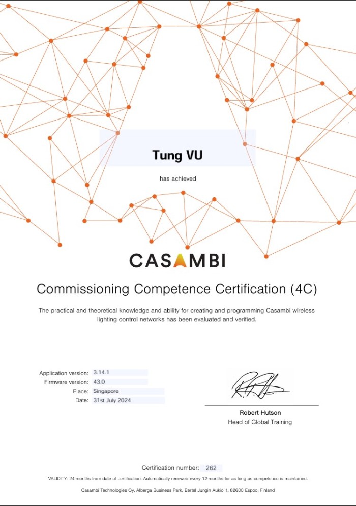 KNXStore đạt chứng nhận Casambi Certified Commissioning Partner 4c