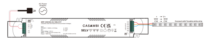 LED Driver CV Casambi 100W 24VDC 2 kênh 1