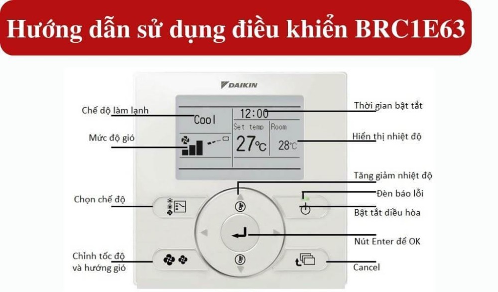 Bảng điều khiển điều hoà Daikin có dây - BRC1E63 3