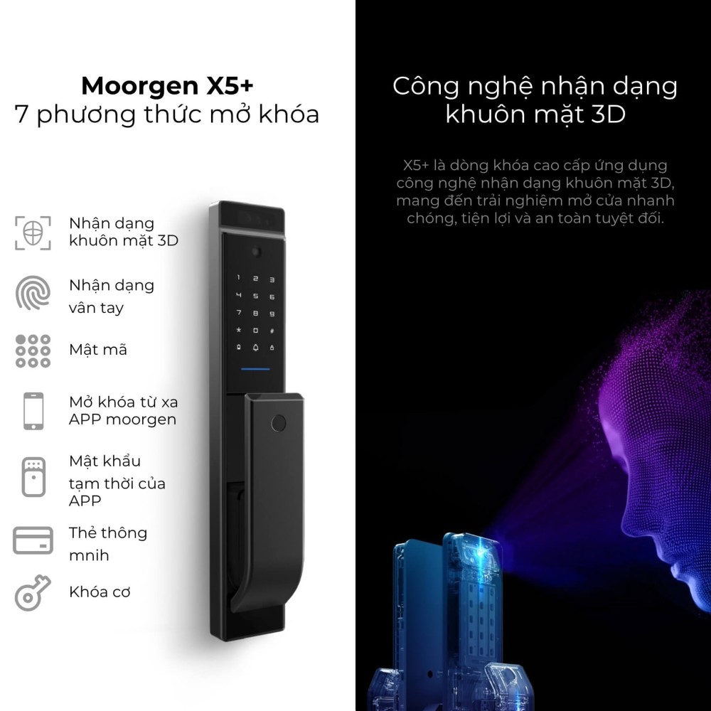 Khóa cửa thông minh vân tay tĩnh mạch X5+ Moorgen 1
