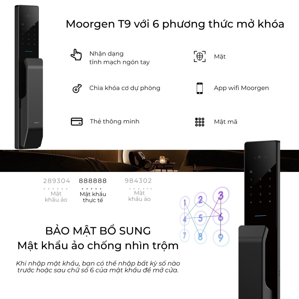 Khóa cửa thông minh vân tay tĩnh mạch T9 Moorgen(3)