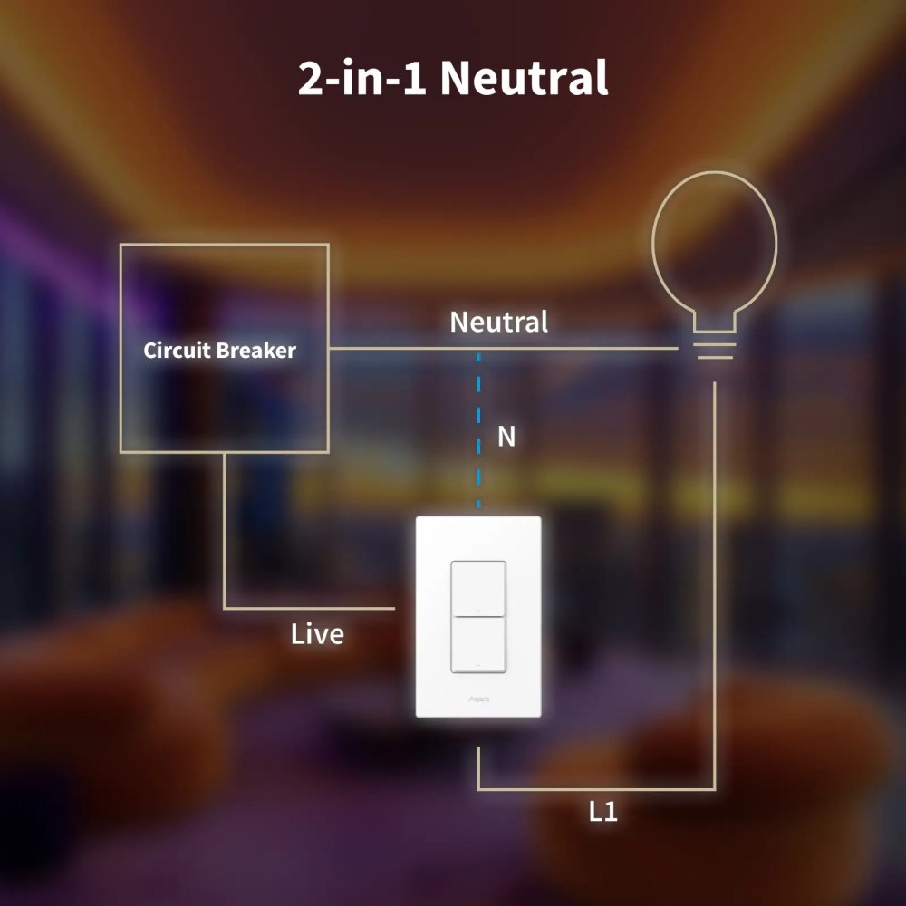 Công tắc chữ nhật H2 (US) - 2 nút 2 kênh Matter Aqara 2