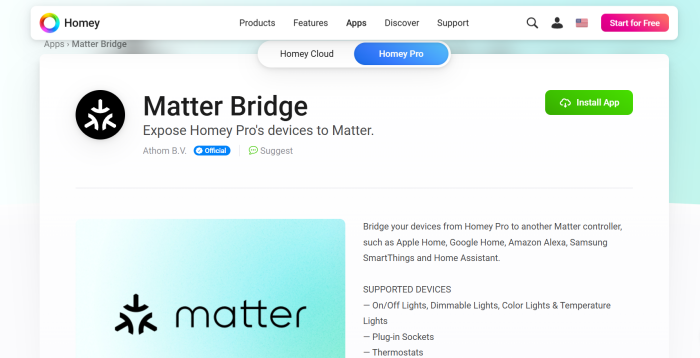 Giới thiệu ứng dụng Matter Bridge dành cho Homey Pro 1