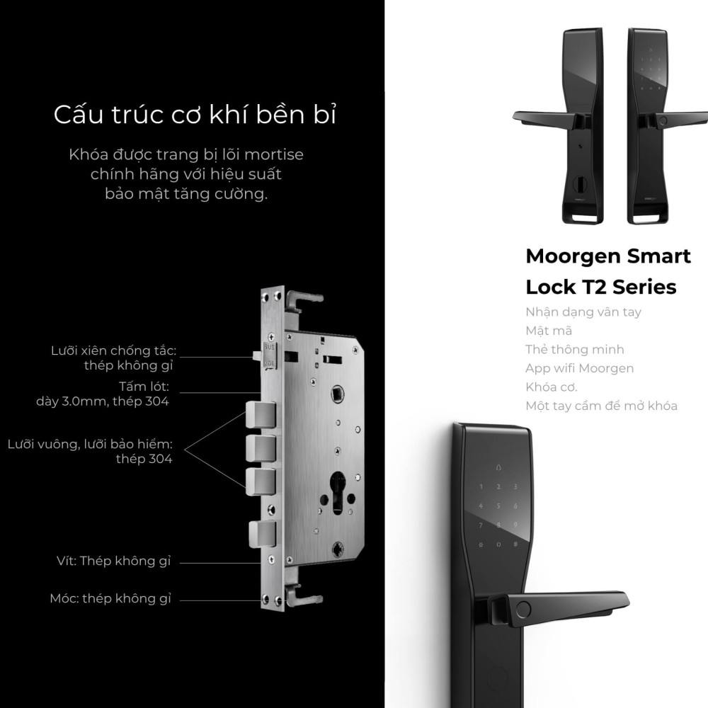 Khóa cửa thông minh vân tay tĩnh mạch T2 Moorgen 2