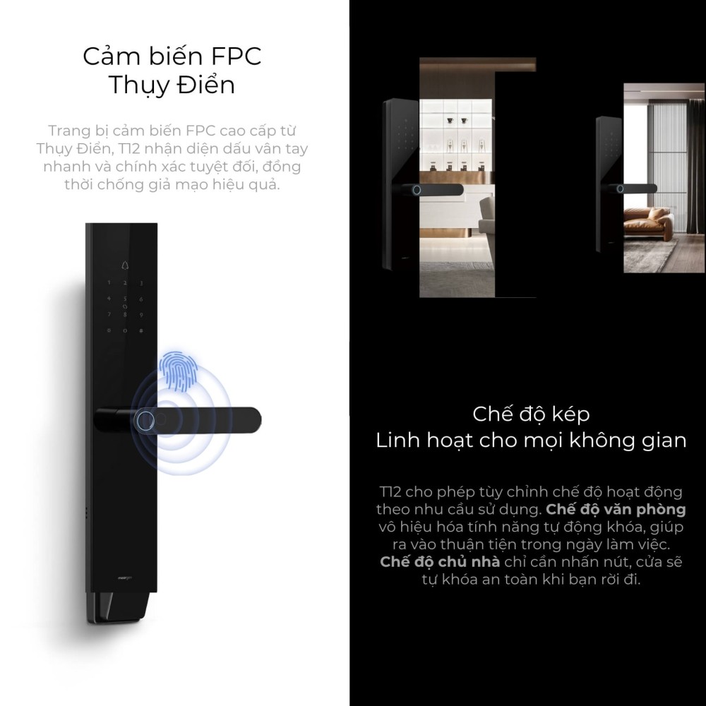 Khóa cửa thông minh vân tay tĩnh mạch T12 Moorgen 3