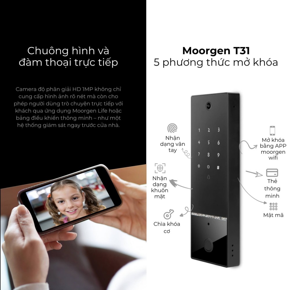Khóa cửa thông minh vân tay tĩnh mạch T31 Moorgen 3
