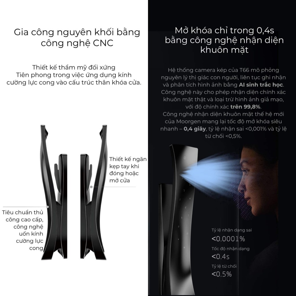 Khóa cửa thông minh vân tay tĩnh mạch T66 Moorgen 3