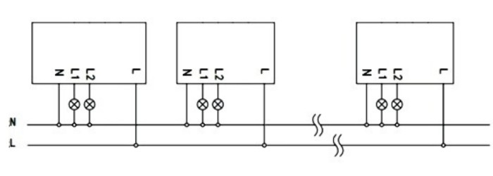 Sơ đồ đấu dây, 4 cài đặt trước + 2 rơ le VBA-SSR6