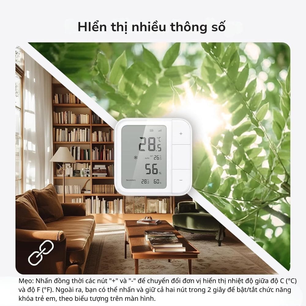 Cảm biến nhiệt độ và độ ẩm W100 thông số hiển thị trên màn hình